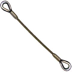1" x 5' Thimbled Eye Wire Rope Sling - USA Made 6x36 Steel Core Wire Rope