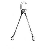 1-1/4" x 14' Double Leg Wire Rope Bridle Sling with Heavy Duty Thimbled Eyes (Crosby Master Link)