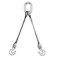 1-1/8" x 12' Double Leg Wire Rope Bridle Sling with Crosby 15 Ton Alloy Eye Hoist Hooks