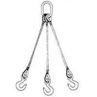 1" x 7' Triple Leg Wire Rope Bridle Sling with Crosby 11 Ton Alloy Eye Hoist Hooks
