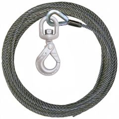1/2" x 150' Steel Core Winch Line with 3/8" Swivel Self Locking Hook (USA Wire Rope/Crosby Hardware)