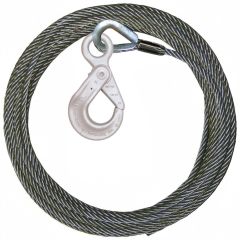 1/2" x 75' Steel Core Winch Line with 3/8" Self Locking Hook (Imported Wire Rope/Crosby Hardware)