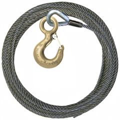 3/8" x 50' Steel Core Winch Line with 3 Ton Carbon Eye Hook (Imported Wire Rope/Crosby Hardware)