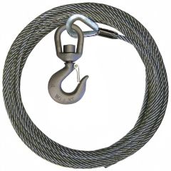 1/2" x 60' Steel Core Winch Line with 3 Ton Carbon Swivel Hook