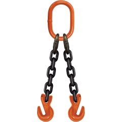 CM 1/2"x5' Type DOG 2-Leg Grade 100 Chain Sling (Grab Hooks)