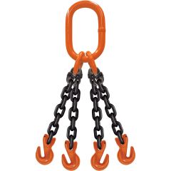 CM 3/8"x10' Type QOG 4-Leg Grade 100 Chain Sling (Grab Hooks)