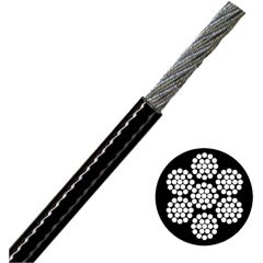 3/16-1/4"x1000' 7x19 Vinyl Coated Galvanized Aircraft Cable - Black