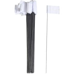 2.5" x 3.5" White Wire Marking Flag with 21" Staff (100-Pack)