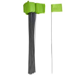 2.5" x 3.5" Fluorescent Lime Wire Marking Flag with 21" Staff (100-Pack)