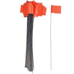 2.5" x 3.5" Fluorescent Orange Wire Marking Flag with 21" Staff (100-Pack)
