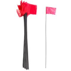2.5" x 3.5" Fluorescent Pink Wire Marking Flag with 21" Staff (100-Pack)
