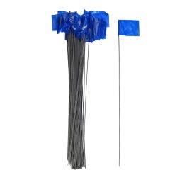 2.5" x 3.5" Blue Wire Marking Flag with 21" Staff (100-Pack)
