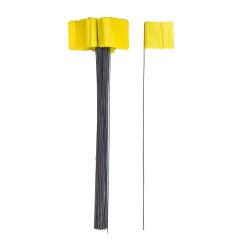 2.5" x 3.5" Yellow Wire Marking Flag with 21" Staff (100-Pack)