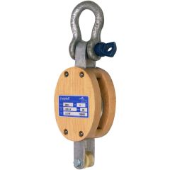 Campbell 3001K 4" Single Wood Shell Block with Shackle (1/2" Rope)(WLL 1000 lbs)