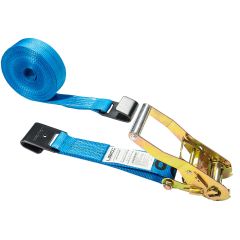 2" x 27' Blue Ratchet Strap with Flat Hooks - 3333 lbs WLL