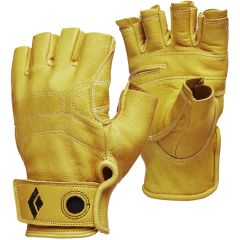 Black Diamond Stone Half-Finger Leather Gloves - Large