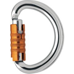 Petzl® Omni Aluminum Carabiner - 3-Stage Locking - Bright with Orange Gate