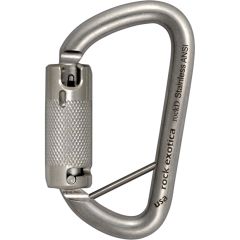 Rock Exotica rockD Stainless Steel Carabiner with Captive Eye Pin - 3-Stage Locking - Bright (ANSI)