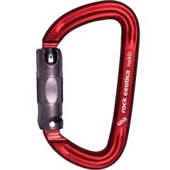 Rock Exotica rockD Aluminum Carabiner - 3-Stage Locking - Red with Black Gate