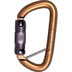 Rock Exotica rockD Aluminum Carabiner with Captive Eye Pin - 3-Stage Locking - Gold with Black Gate