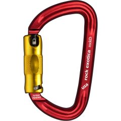 Rock Exotica rockD Aluminum Carabiner - 2-Stage Locking - Red with Yellow Gate