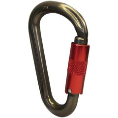 ISC HMS Aluminum Carabiner - 3-Stage Locking - Gray with Red Gate