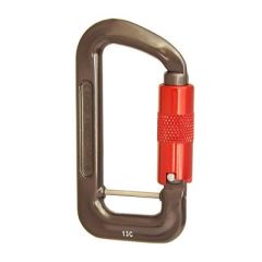 ISC Link Aluminum Carabiner with Captive Eye Pin - 3-Stage Locking - Gray with Red Gate