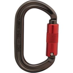 ISC Offset Oval Aluminum Carabiner - 3-Stage Locking - Gray with Red Gate