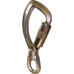 ISC Twister Steel Carabiner with Swivel Eye - 3-Stage Locking - Gold
