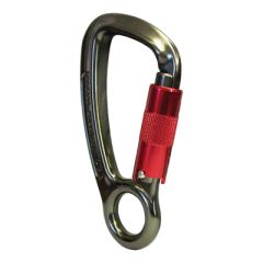 ISC Captive Eye Aluminum Carabiner - 3-Stage Locking - Gray with Red Gate