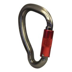 ISC Mongoose Aluminum Carabiner - 3-Stage Locking - Gray with Red Gate