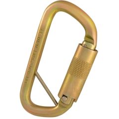 ISC D-Shape Steel Carabiner with Captive Eye Pin - 3-Stage Locking - Gold