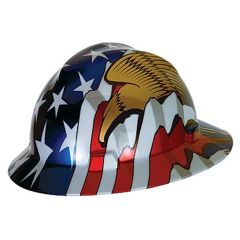 MSA V-Gard Full Brim Hard Hat - American Flag with 2 Eagles