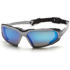 Pyramex Highlander Blue Mirror Lens Safety Glasses, Anti-Fog Scratch Resistant