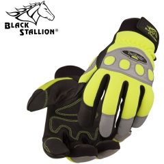 Black Stallion 99HV Hi-Viz Pigskin Mechanics Gloves - Medium