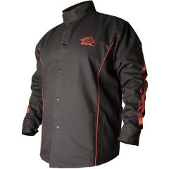 Black Stallion BSX Contoured FR Cotton Welding Jacket, Black/Flames, 5X-Large (61"-65" Chest)