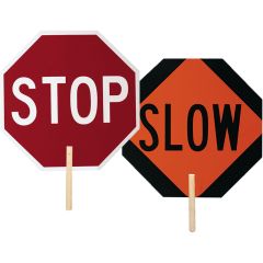 24" Reflective Aluminum Stop / Slow Paddle Sign with Wooden Handle (Engineer Grade)