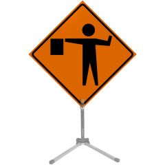 36" Roll-up Traffic Safety Sign - Flagger Symbol (Orange Solid Vinyl)