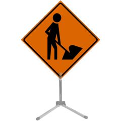 36" Roll-up Traffic Safety Sign - Men Working Symbol (Orange Reflective Vinyl)