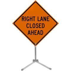 36" Roll-up Traffic Safety Sign - "Right Lane Closed Ahead" (Orange Solid Vinyl)