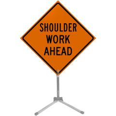 36" Roll-up Traffic Safety Sign - "Shoulder Work Ahead" (Orange Solid Vinyl)