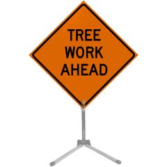 36" Roll-up Traffic Safety Sign - "Tree Work Ahead" (Orange Vinyl Mesh)