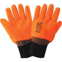 FrogWear Waterproof Hi-Vis PVC Winter Gloves with Knit Cuff - Large