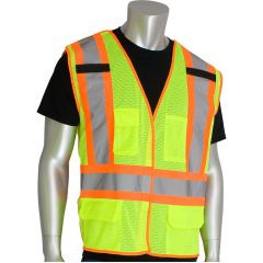 PIP® ANSI Class 2 Breakaway Mesh Safety Vest "X-Back" - Hi-Viz Yellow (Two-Tone) - 5XL