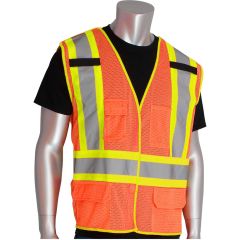 PIP® ANSI Class 2 Breakaway Mesh Safety Vest "X-Back" - Hi-Viz Orange (Two-Tone) - 4XL