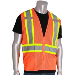PIP® ANSI Class 2 Mesh Safety Vest with D-Ring Access - Hi-Viz Orange - XL