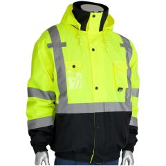 PIP® 333-1770 Type R Class 3 Rip Stop Bomber Jacket with Fleece Lining, D-Ring Access - Lime Medium