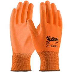 G-Tek GP Seamless Polyester Gloves with Polyurethane Palm - Small (Hi-Viz Orange)