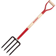 Razor-Back 4 Tine Forged Spading Fork with 30" Wood D-Grip Handle