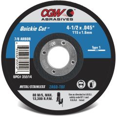 CGW Reinforced Cutoff Wheel 4-1/2" x .045" x 7/8" - Type 1